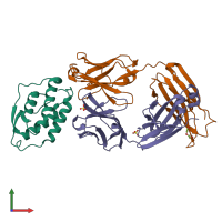 PDB entry 5d71 coloured by chain, front view.
