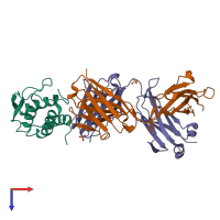 PDB entry 5d71 coloured by chain, top view.