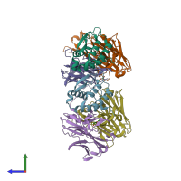 PDB entry 5d72 coloured by chain, side view.