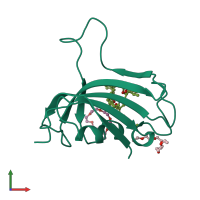 PDB entry 5d75 coloured by chain, front view.