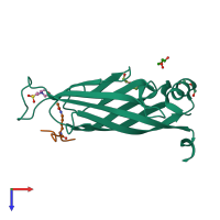 PDB entry 5d7e coloured by chain, top view.
