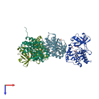 PDB entry 5d7v coloured by chain, top view.