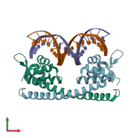 PDB entry 5d8c coloured by chain, front view.