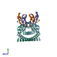 PDB entry 5d8c coloured by chain, side view.