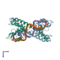 PDB entry 5d8c coloured by chain, top view.