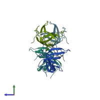 PDB entry 5d8e coloured by chain, side view.