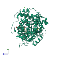 PDB entry 5d8g coloured by chain, side view.