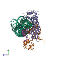 PDB entry 5d8h coloured by chain, side view.