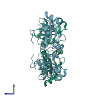 PDB entry 5d8i coloured by chain, side view.