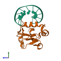 PDB entry 5d8k coloured by chain, side view.