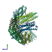 PDB entry 5d8o coloured by chain, side view.