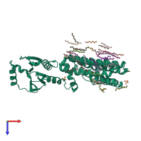 PDB entry 5d91 coloured by chain, top view.
