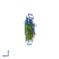 PDB entry 5d92 coloured by chain, side view.
