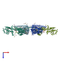 PDB entry 5d92 coloured by chain, top view.