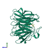 PDB entry 5d9c coloured by chain, side view.