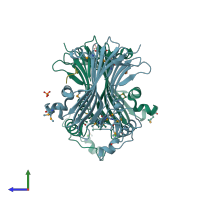 PDB entry 5d9g coloured by chain, side view.