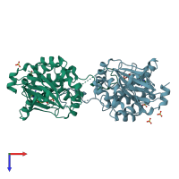 PDB entry 5d9h coloured by chain, top view.