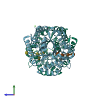 PDB entry 5d9n coloured by chain, side view.