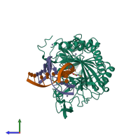 PDB entry 5d9y coloured by chain, side view.