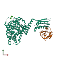 PDB entry 5da0 coloured by chain, front view.