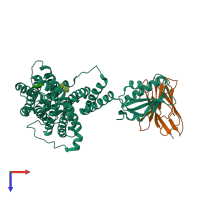PDB entry 5da0 coloured by chain, top view.