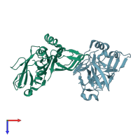 PDB entry 5da1 coloured by chain, top view.