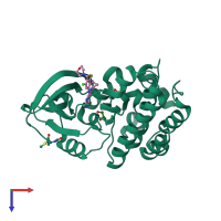PDB entry 5da3 coloured by chain, top view.