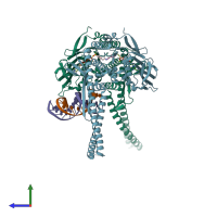 PDB entry 5dac coloured by chain, side view.