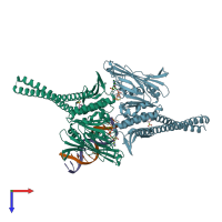 PDB entry 5dac coloured by chain, top view.