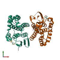 PDB entry 5dak coloured by chain, front view.