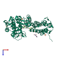 PDB entry 5db2 coloured by chain, top view.
