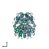 PDB entry 5db5 coloured by chain, side view.