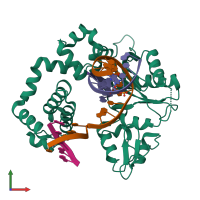 PDB entry 5db7 coloured by chain, front view.