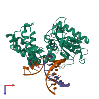 PDB entry 5db7 coloured by chain, top view.