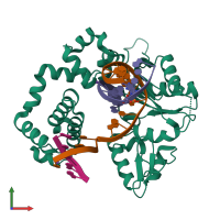 PDB entry 5db8 coloured by chain, front view.