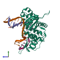 PDB entry 5db8 coloured by chain, side view.
