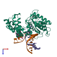 PDB entry 5db8 coloured by chain, top view.