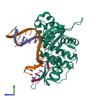 PDB entry 5db9 coloured by chain, side view.