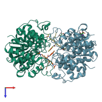 PDB entry 5dc6 coloured by chain, top view.