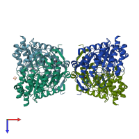 PDB entry 5dcd coloured by chain, top view.