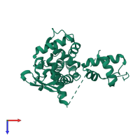 PDB entry 5dcf coloured by chain, top view.