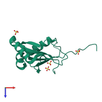 PDB entry 5dcn coloured by chain, top view.