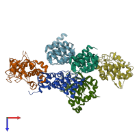 PDB entry 5dcq coloured by chain, top view.