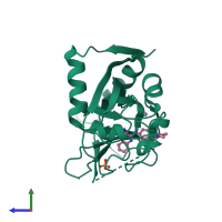 PDB entry 5dcz coloured by chain, side view.