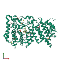 PDB entry 5dda coloured by chain, front view.