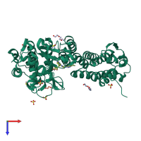 PDB entry 5dda coloured by chain, top view.