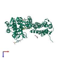 PDB entry 5ddc coloured by chain, top view.