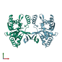 PDB entry 5ddt coloured by chain, front view.