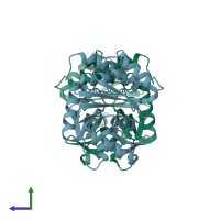 PDB entry 5ddt coloured by chain, side view.