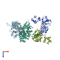 PDB entry 5ddy coloured by chain, top view.